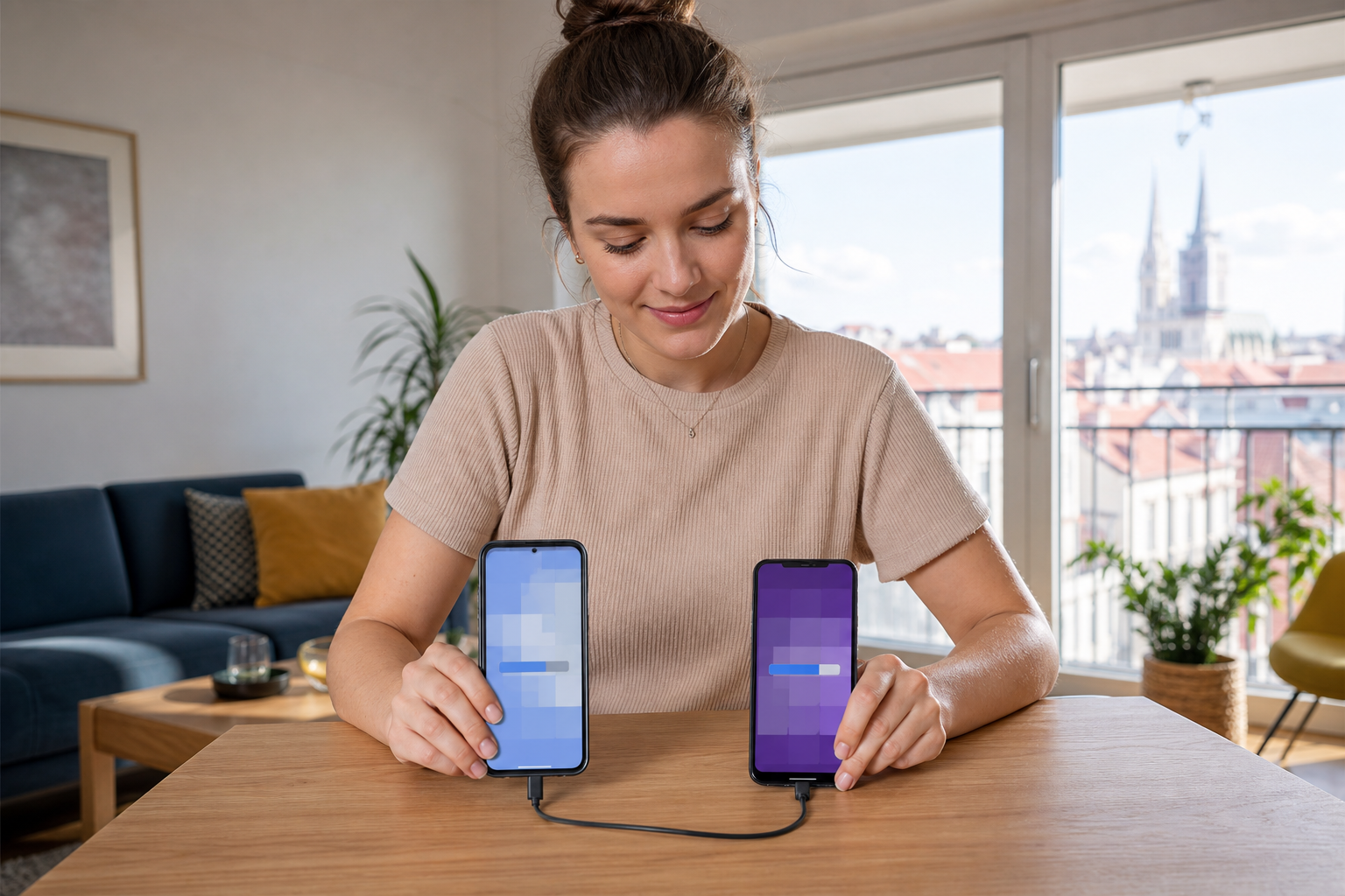 Korisnica prenosi sadržaj s generičkog Android telefona na novi telefon